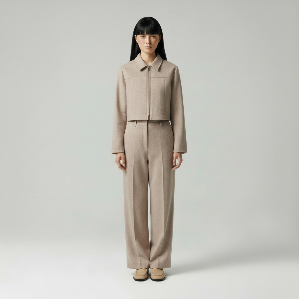 Velea Beige Linnen Blend Set - Moderne Vrouw