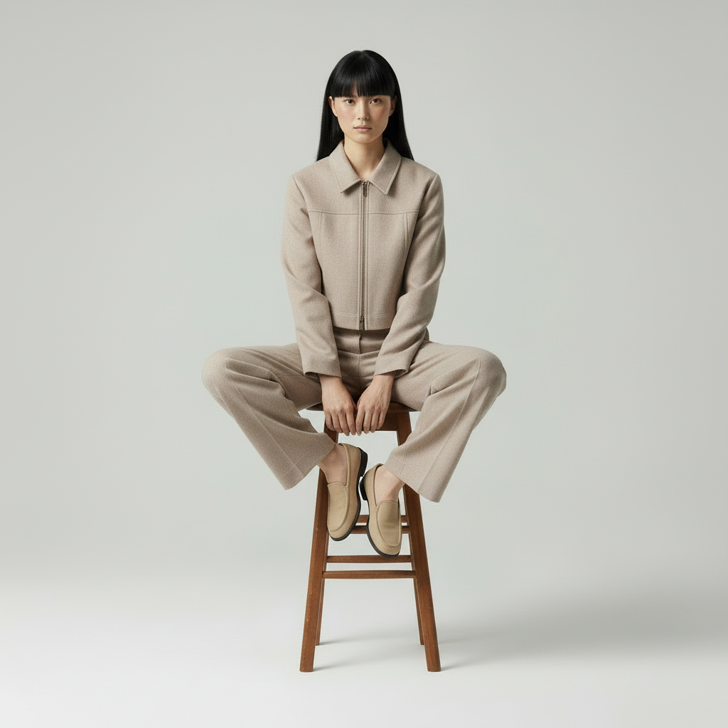 Velea Beige Linnen Blend Set - Moderne Vrouw