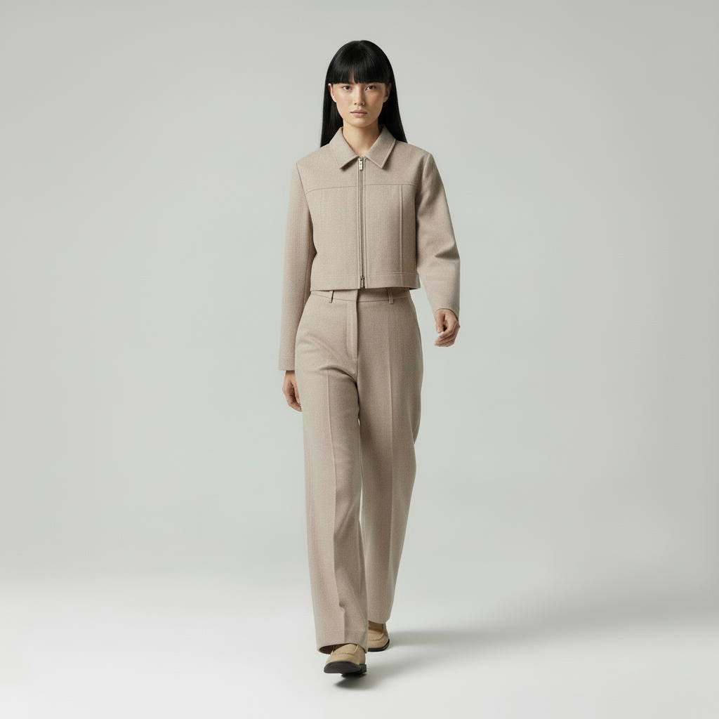 Velea Beige Linnen Blend Set - Moderne Vrouw