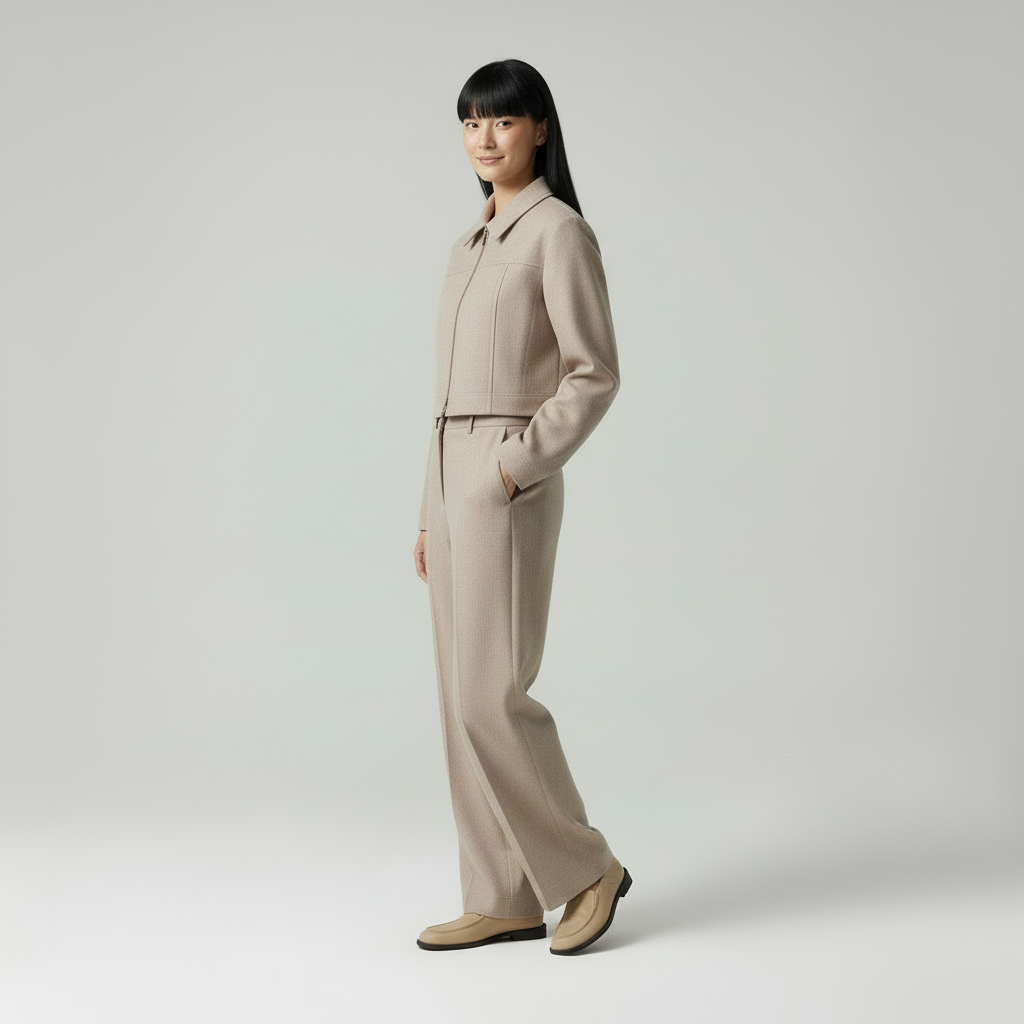 Velea Beige Linnen Blend Set - Moderne Vrouw