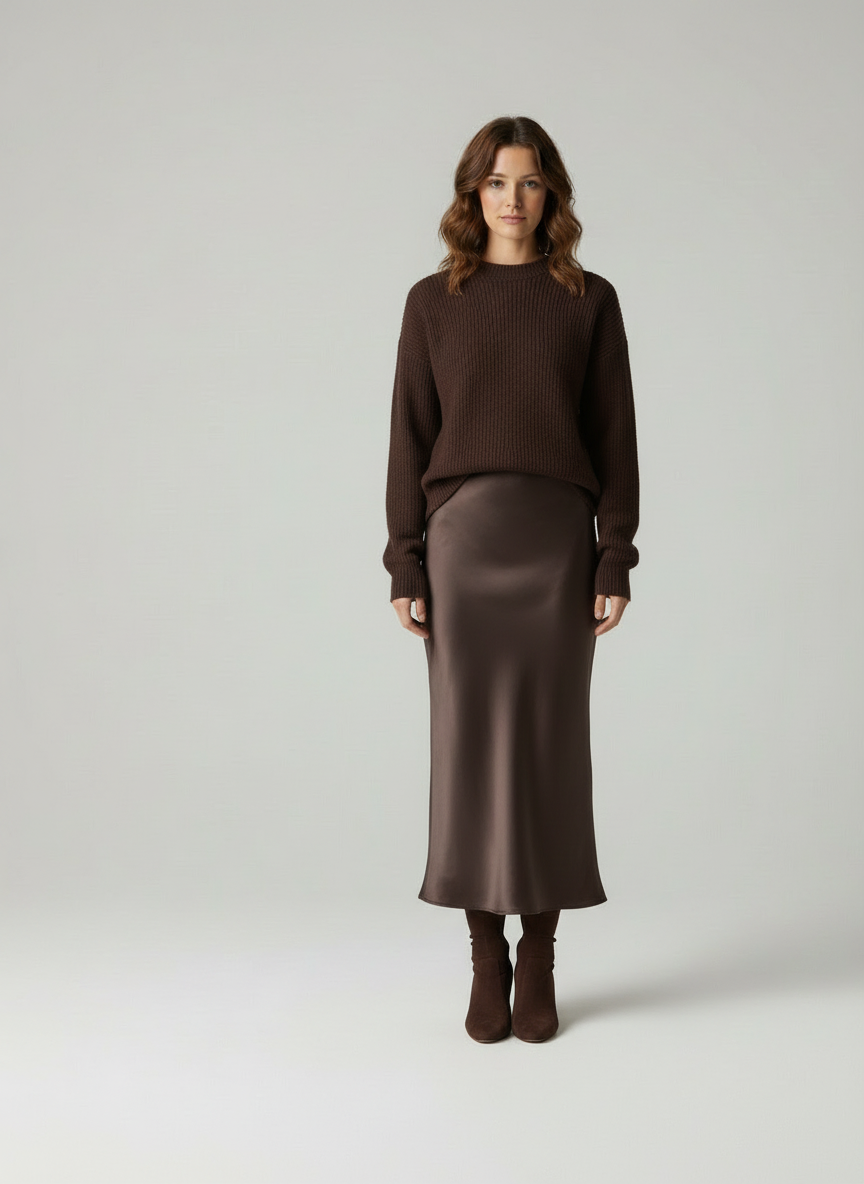 Velea Elegante Satin Midi Rok - Veelzijdige Stijl voor Elke Vrouw