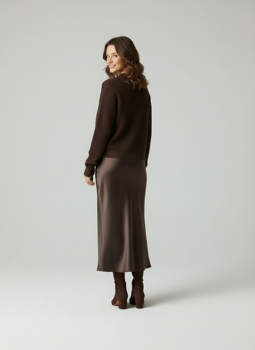 Velea Elegante Satin Midi Rok - Veelzijdige Stijl voor Elke Vrouw